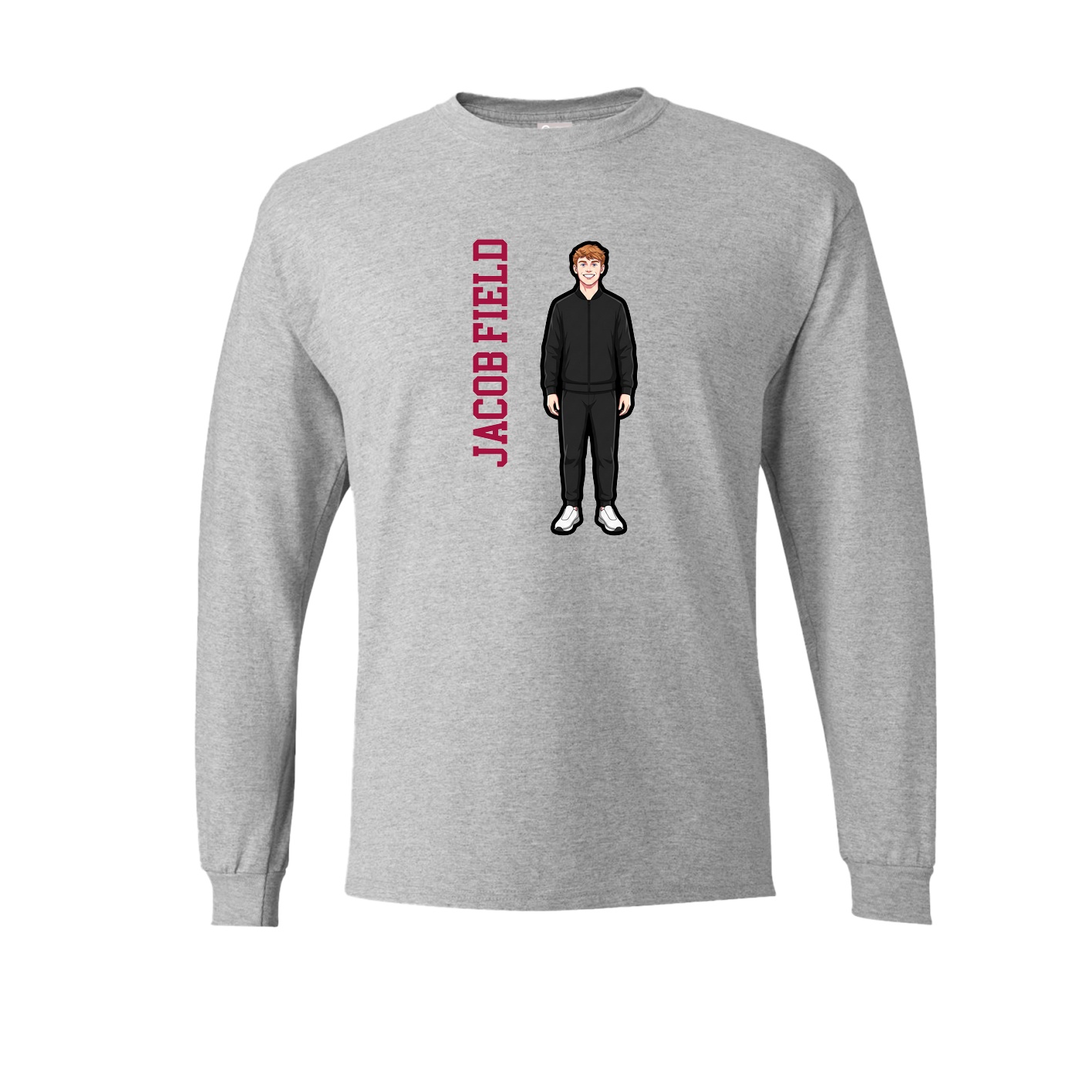 Long Sleeve Tee — Name Vertical in Grey