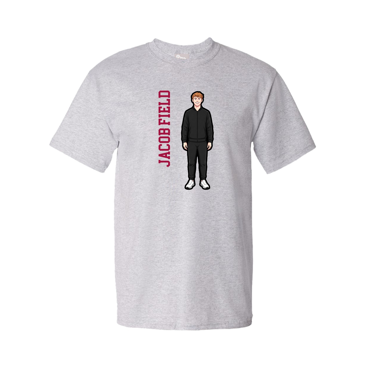 Youth Tee — Name Vertical in Grey