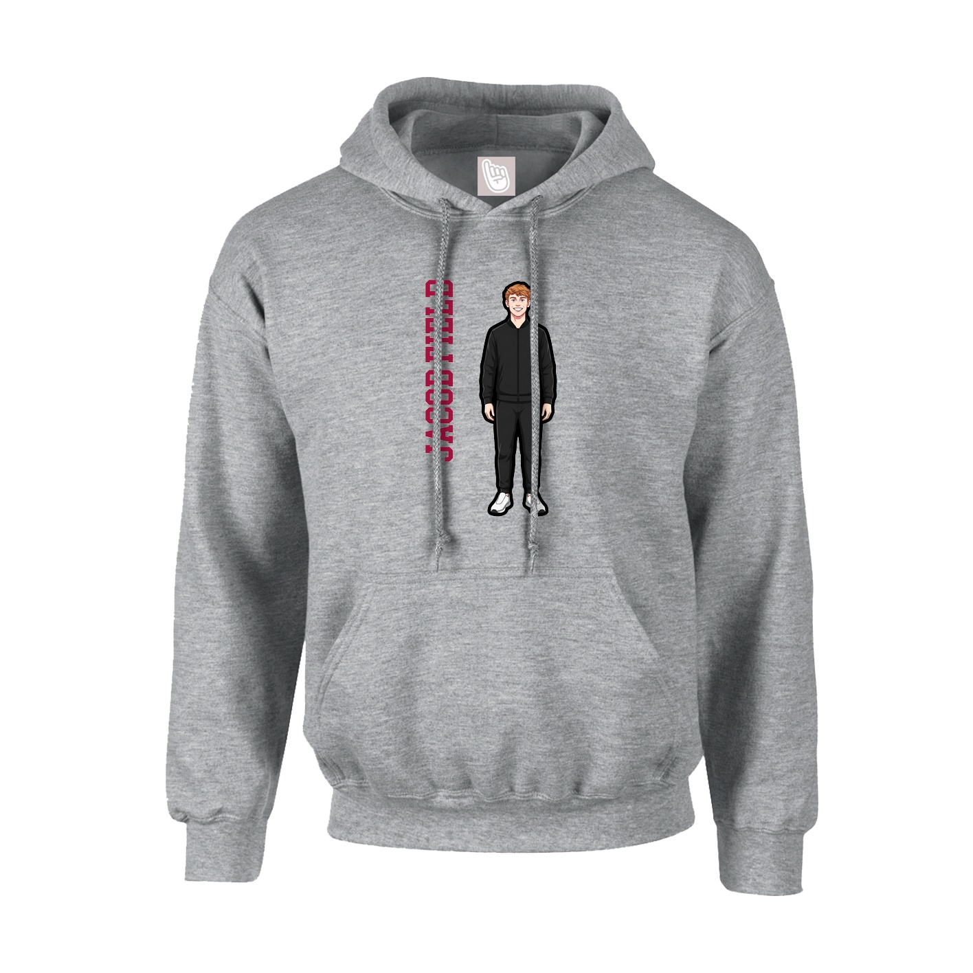 Youth Hoodie — Name Vertical in Grey