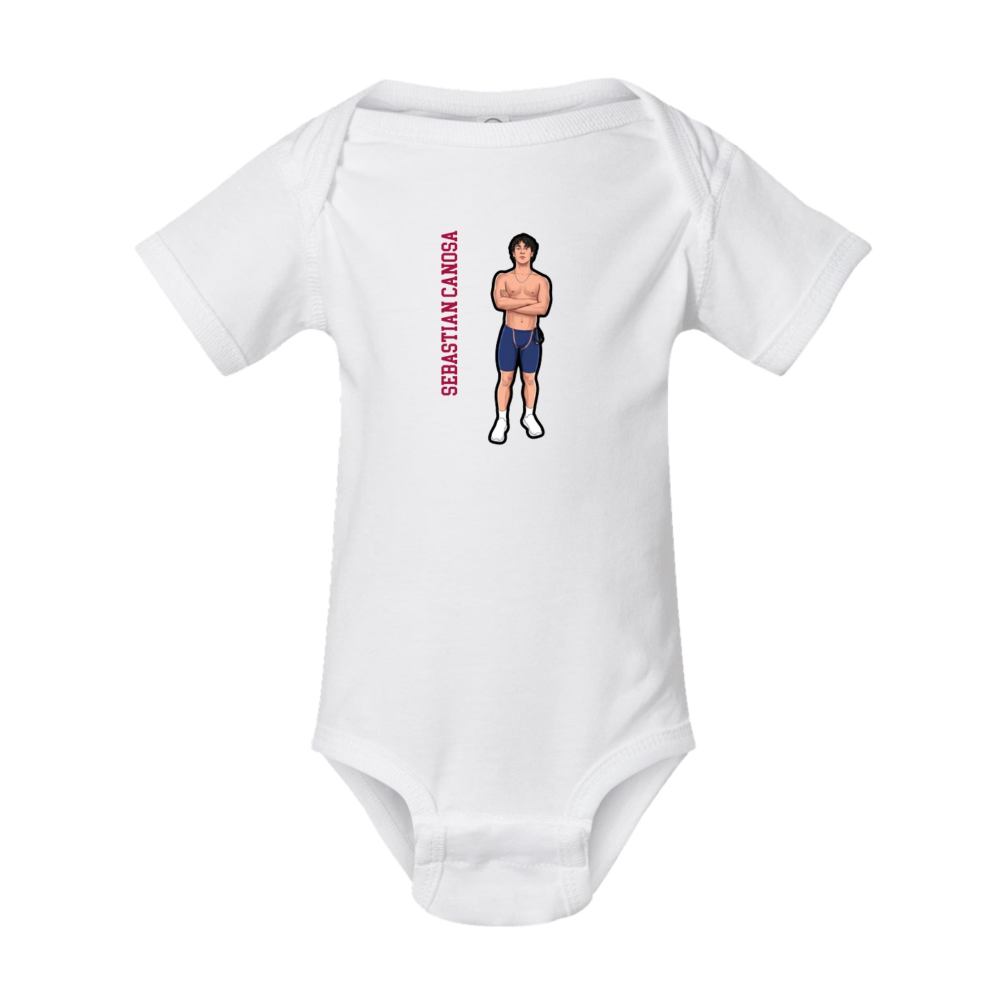 Baby Onesie — Name Vertical in White