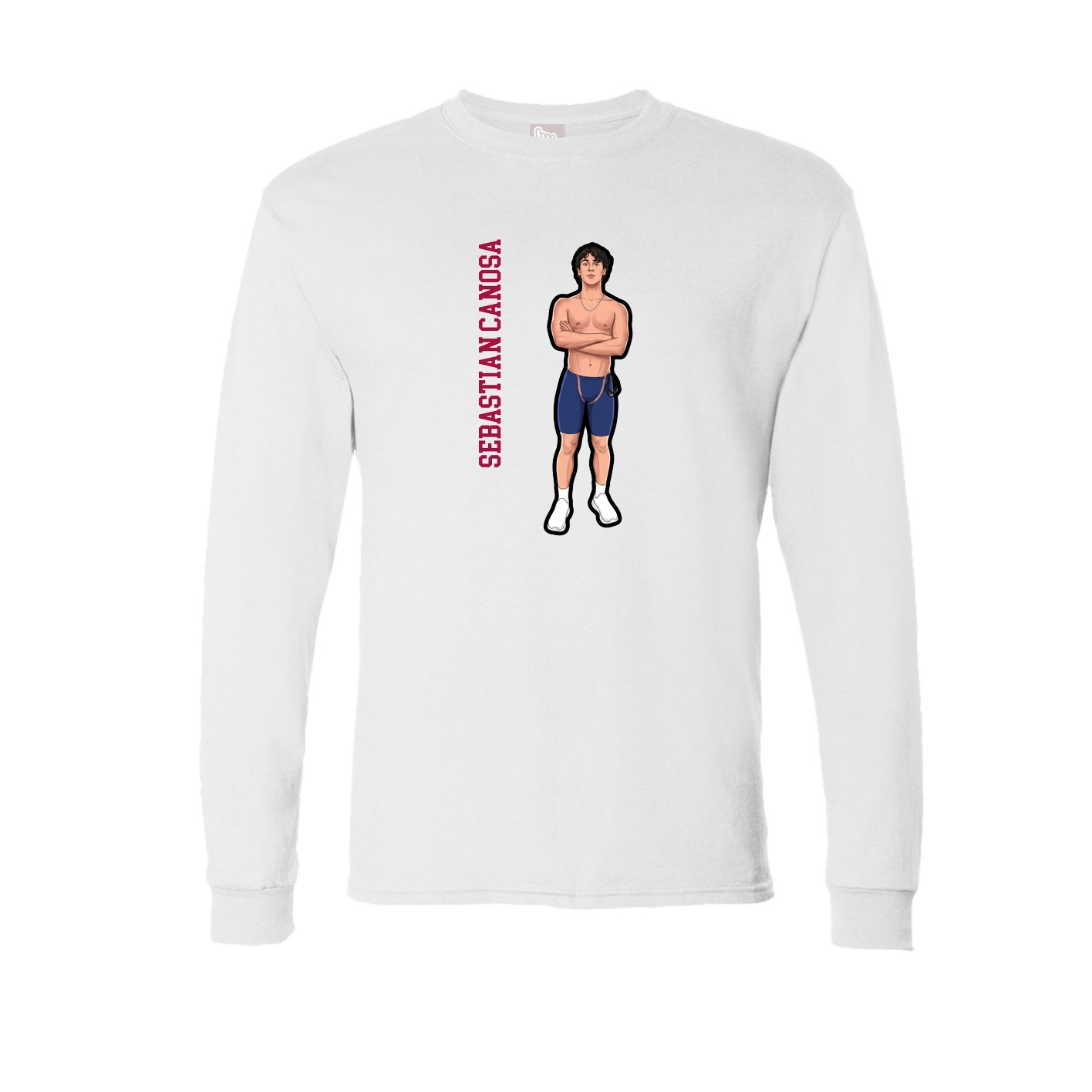 Long Sleeve Tee — Name Vertical in White
