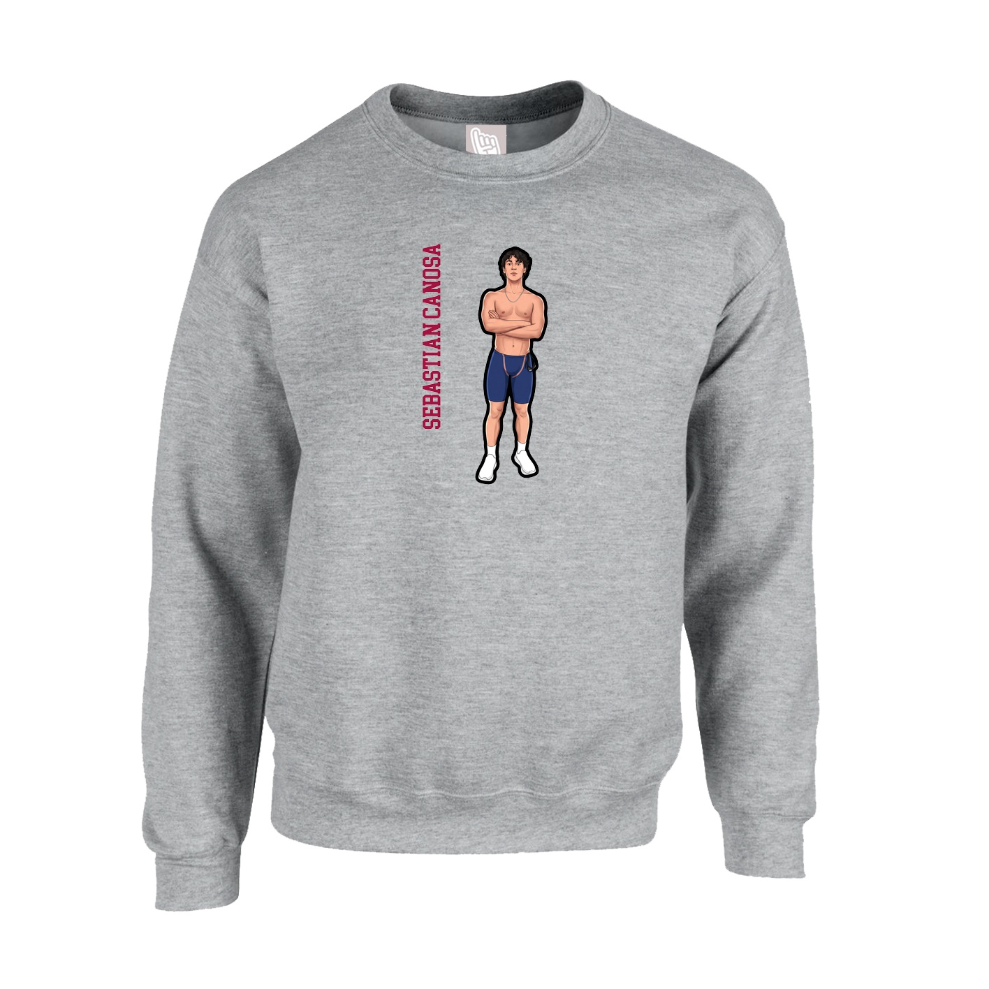 Fleece Crew — Name Vertical in Grey