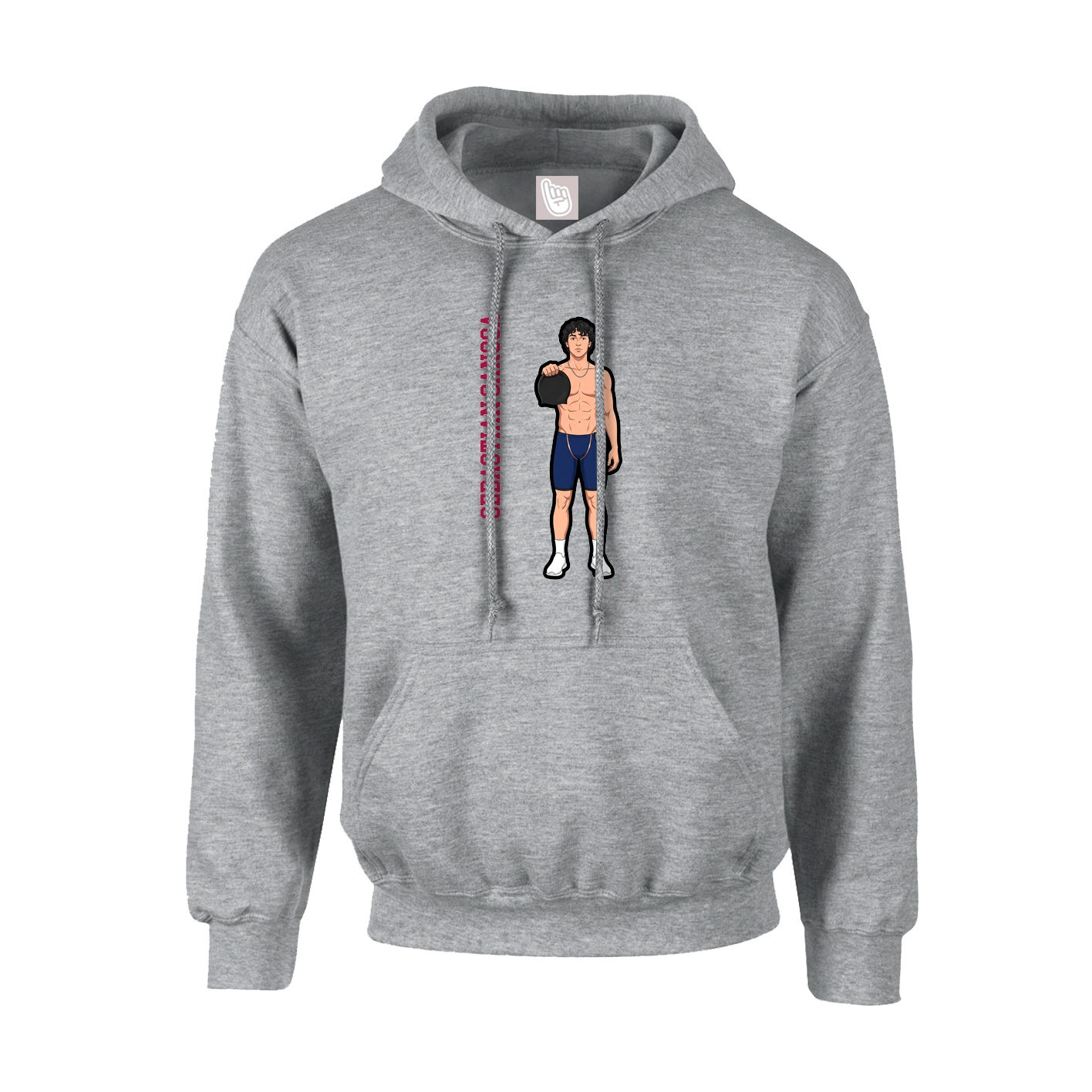 Youth Hoodie — Name Vertical in Grey