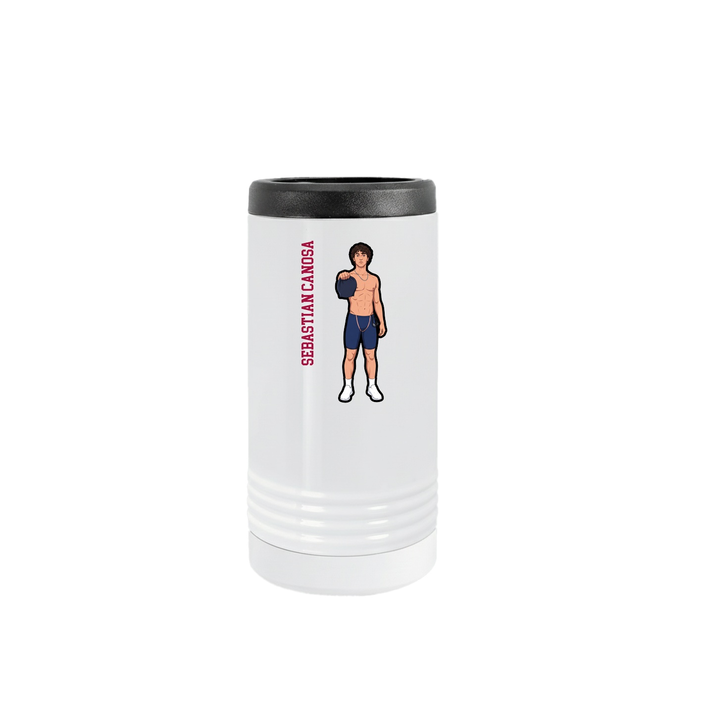 Slim Beverage Holder — Name Vertical in White