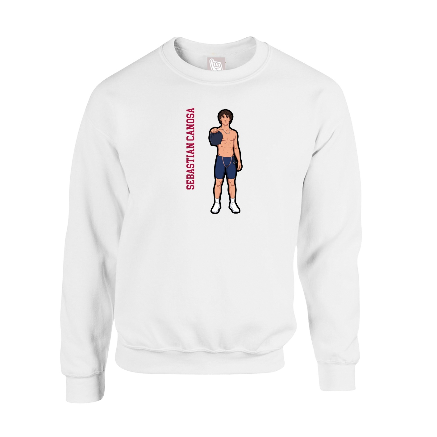 Fleece Crew — Name Vertical in White
