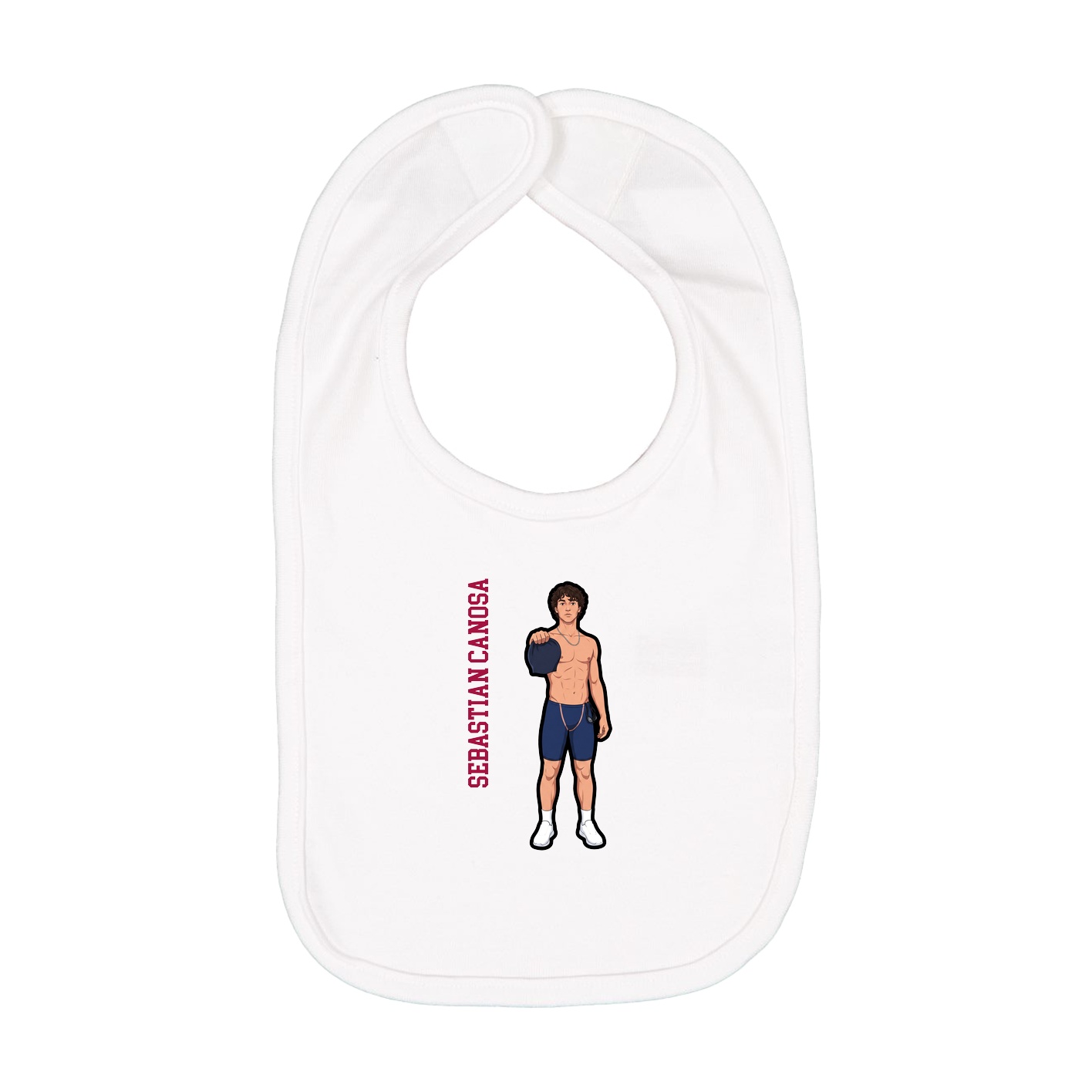Infant Bib — Name Vertical in White