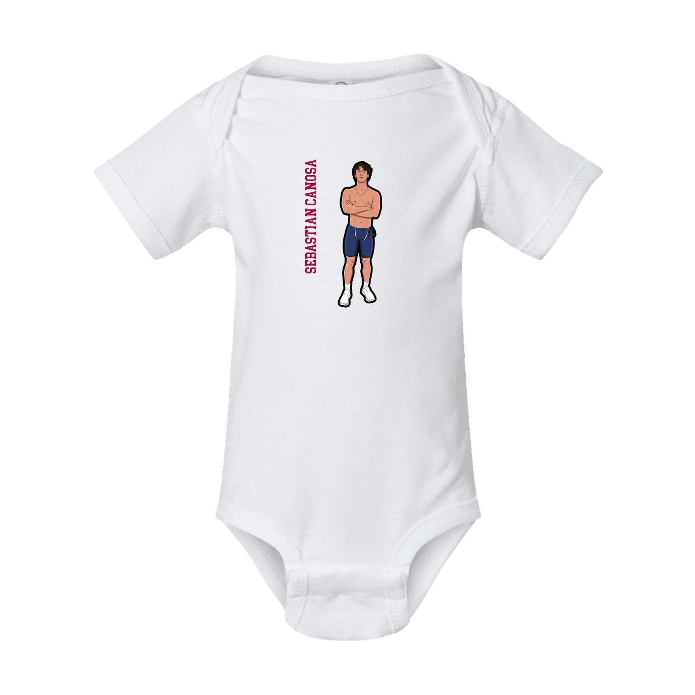 Baby Onesie — Name Vertical in White