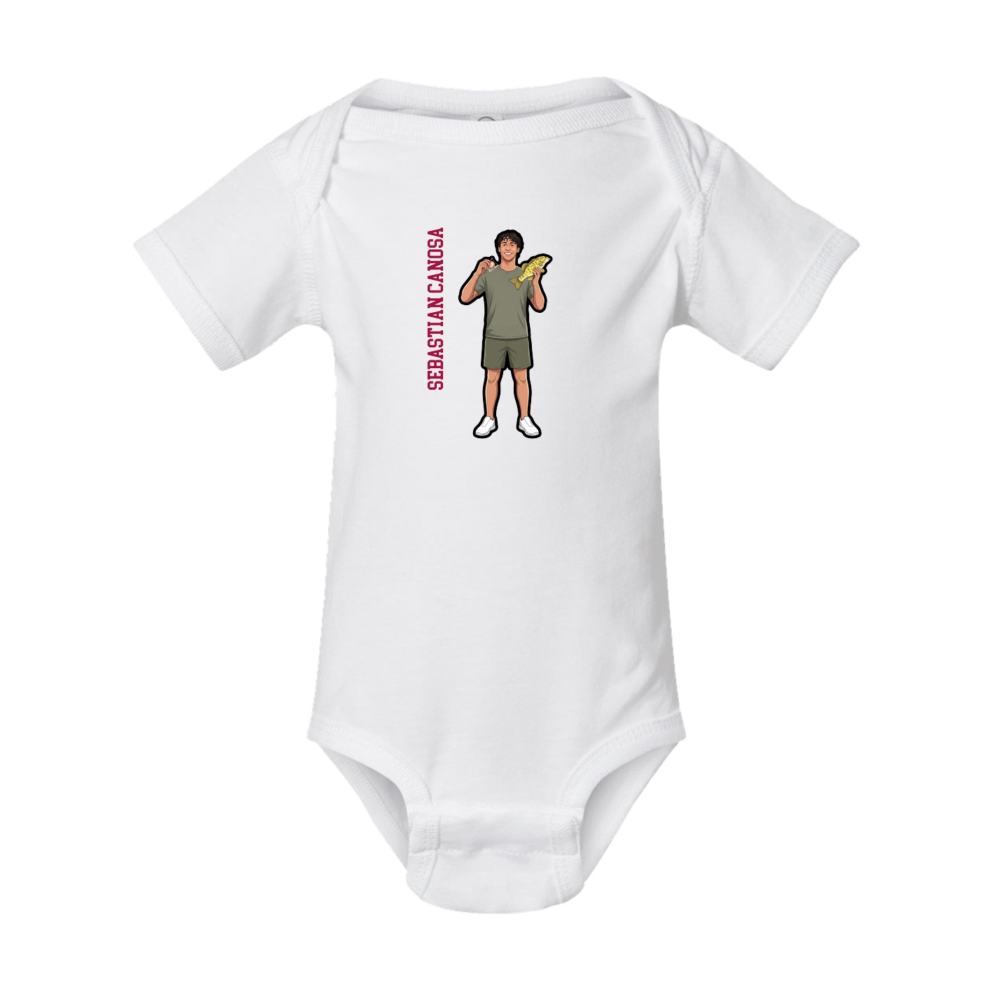 Baby Onesie — Name Vertical in White