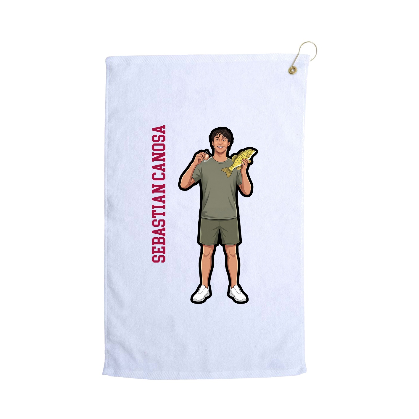 Golf Towel — Name Vertical in White