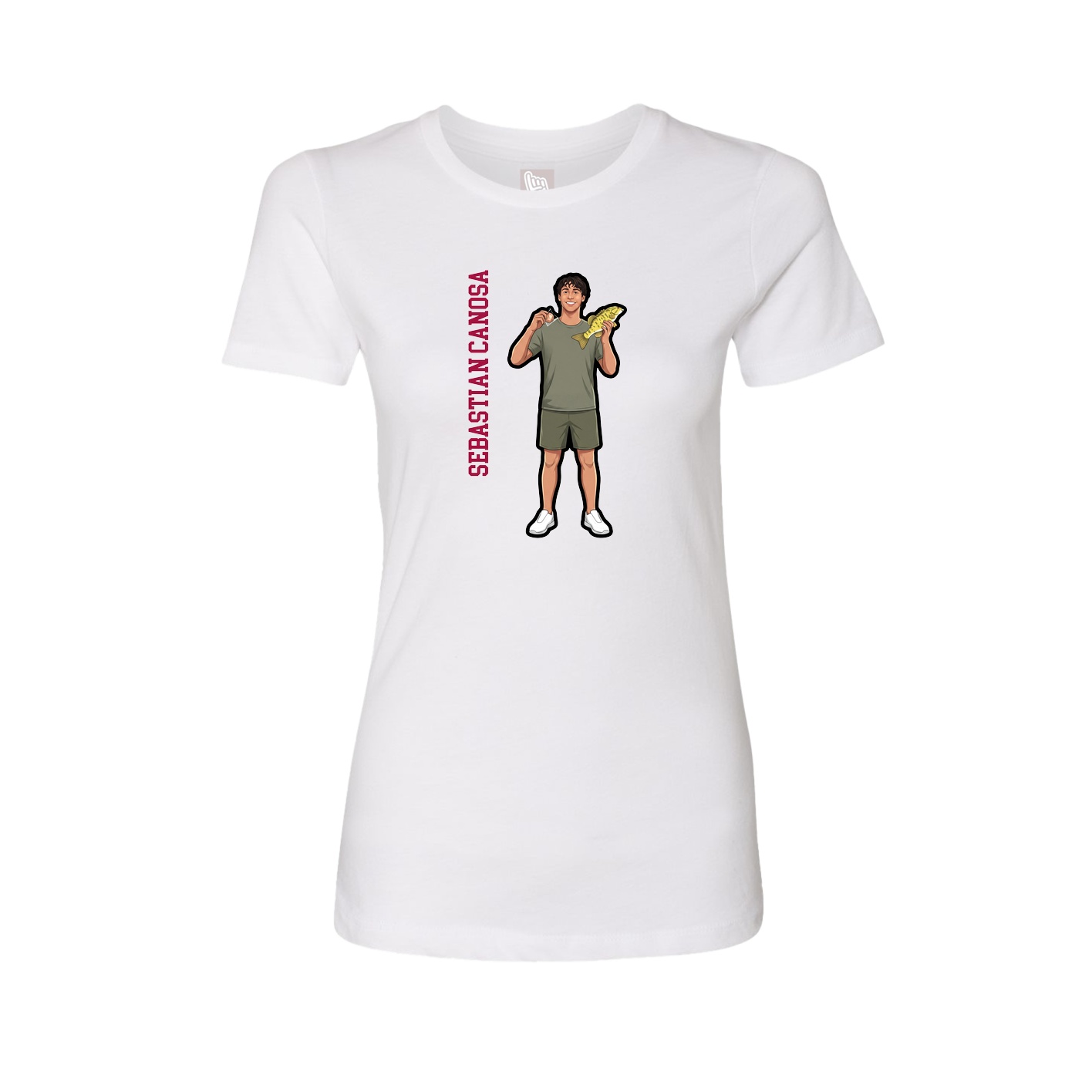 Womens Tee — Name Vertical in White