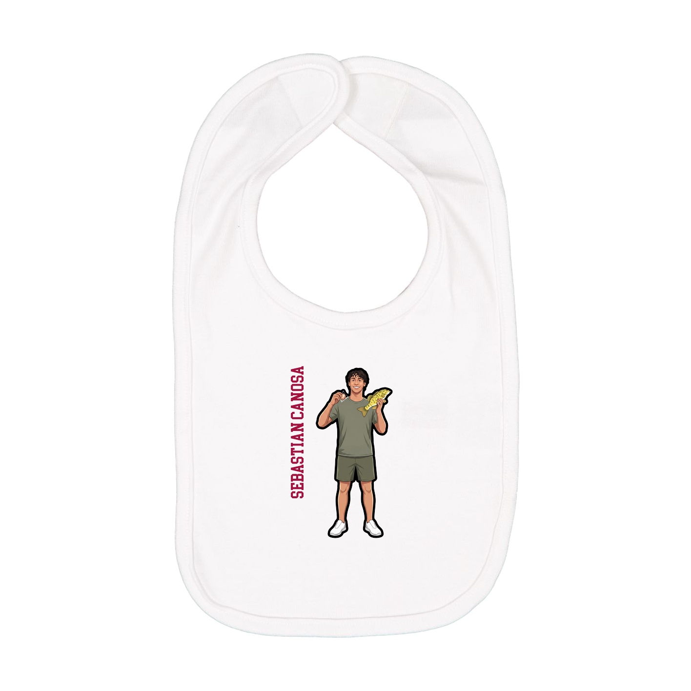 Infant Bib — Name Vertical in White