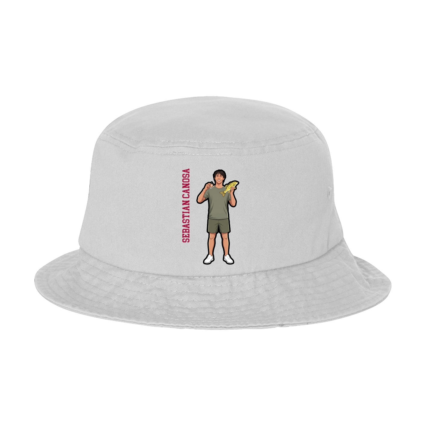Bucket Cap — Name Vertical in White