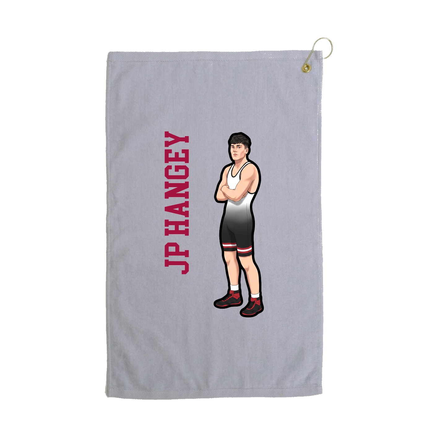Golf Towel — Name Vertical in Grey