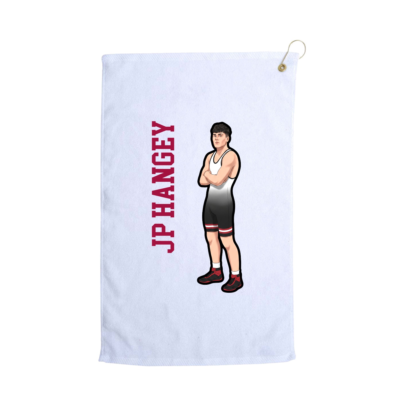 Golf Towel — Name Vertical in White