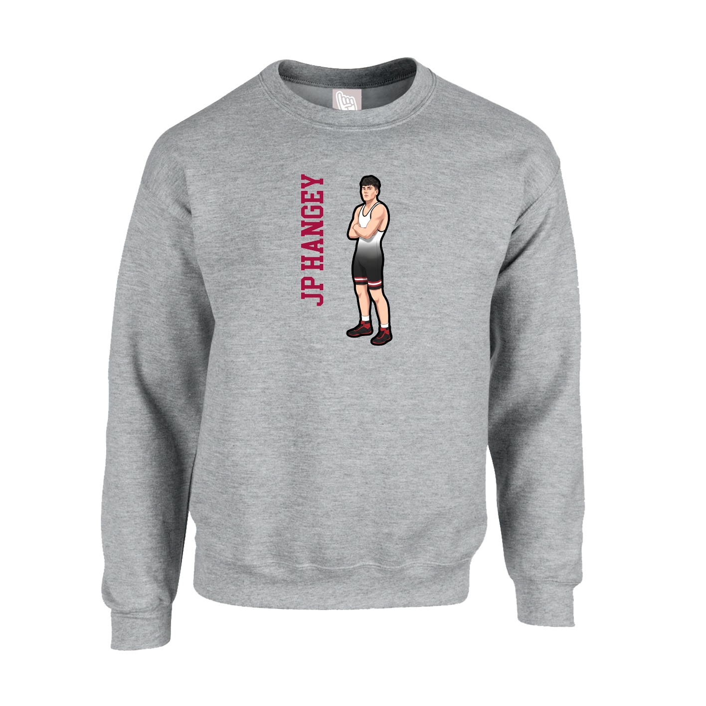 Fleece Crew — Name Vertical in Grey