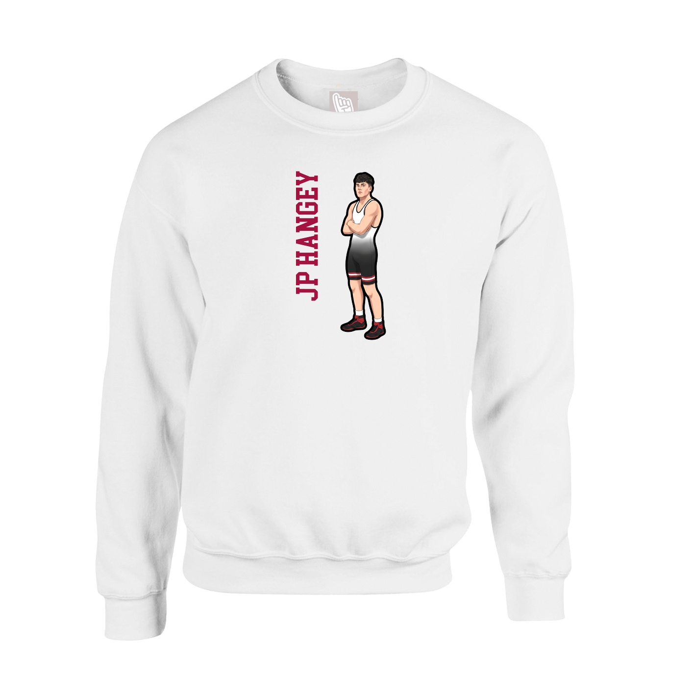 Fleece Crew — Name Vertical in White