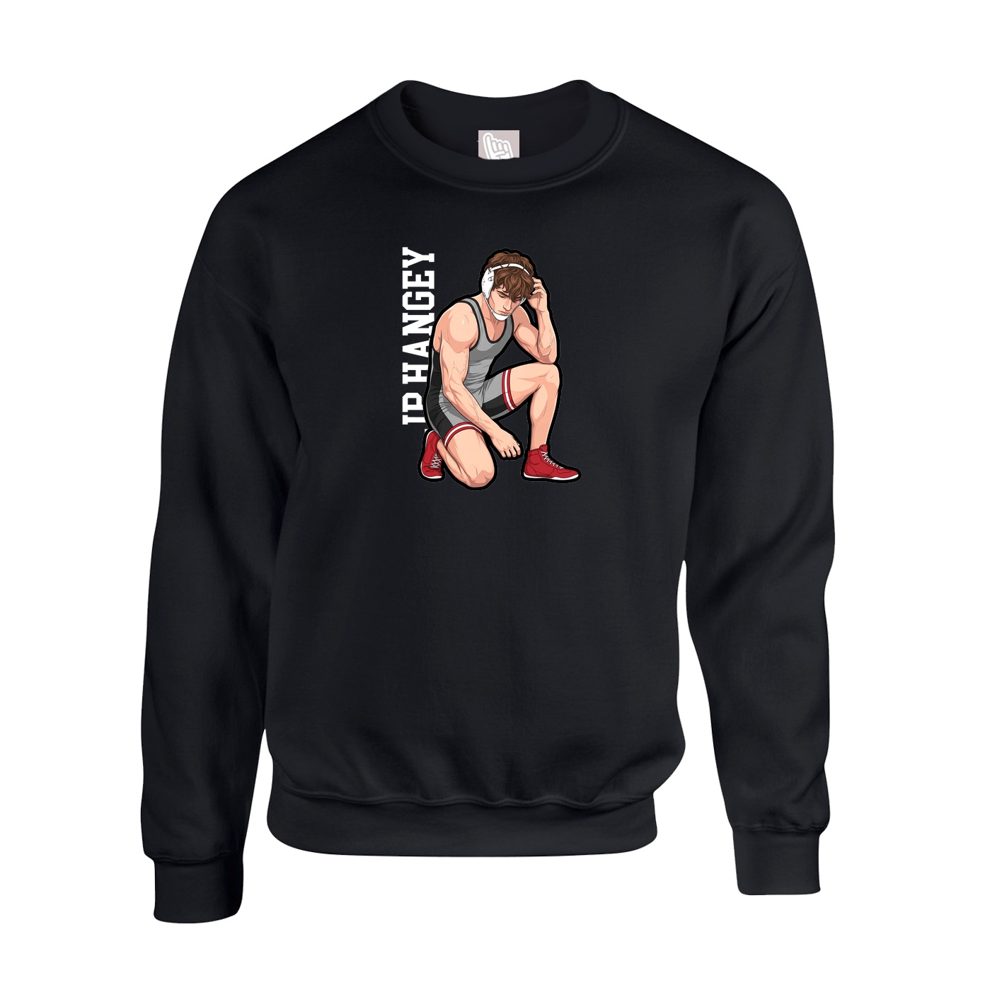 Fleece Crew — Name Vertical in Black
