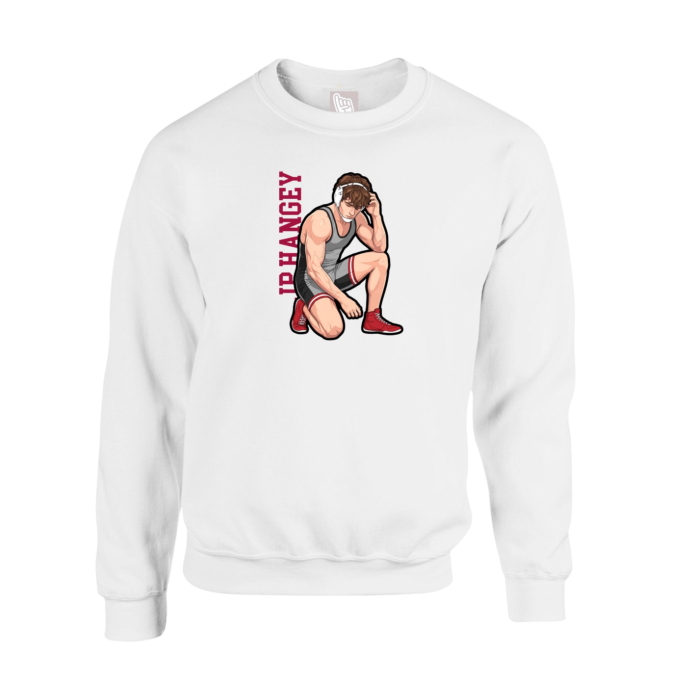 Fleece Crew — Name Vertical in White