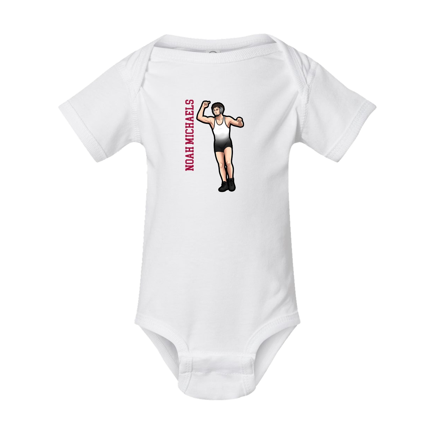 Baby Onesie — Name Vertical in White