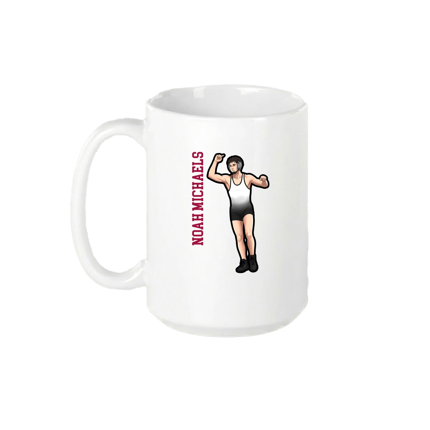 15oz Coffee Mug — Name Vertical in White