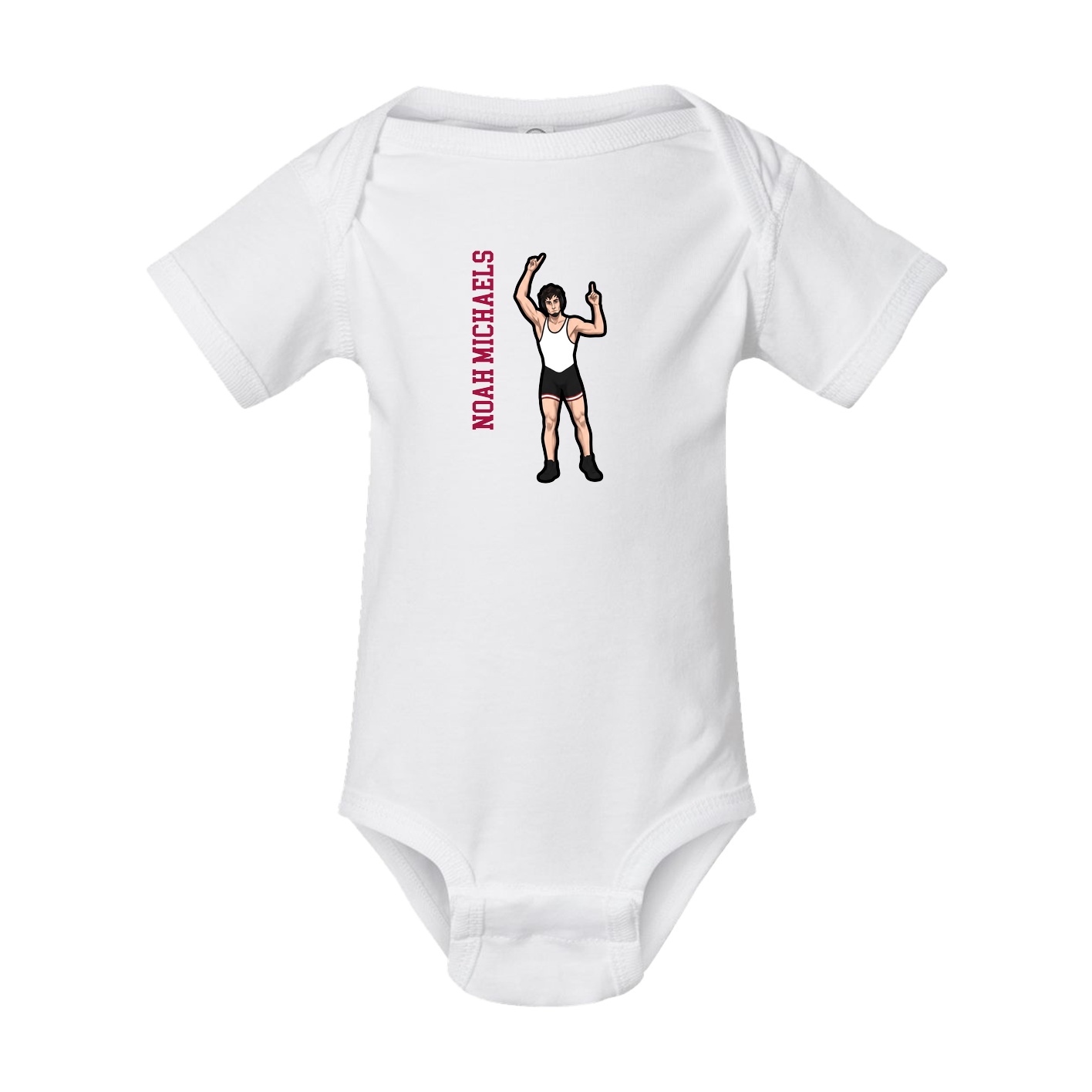 Baby Onesie — Name Vertical in White