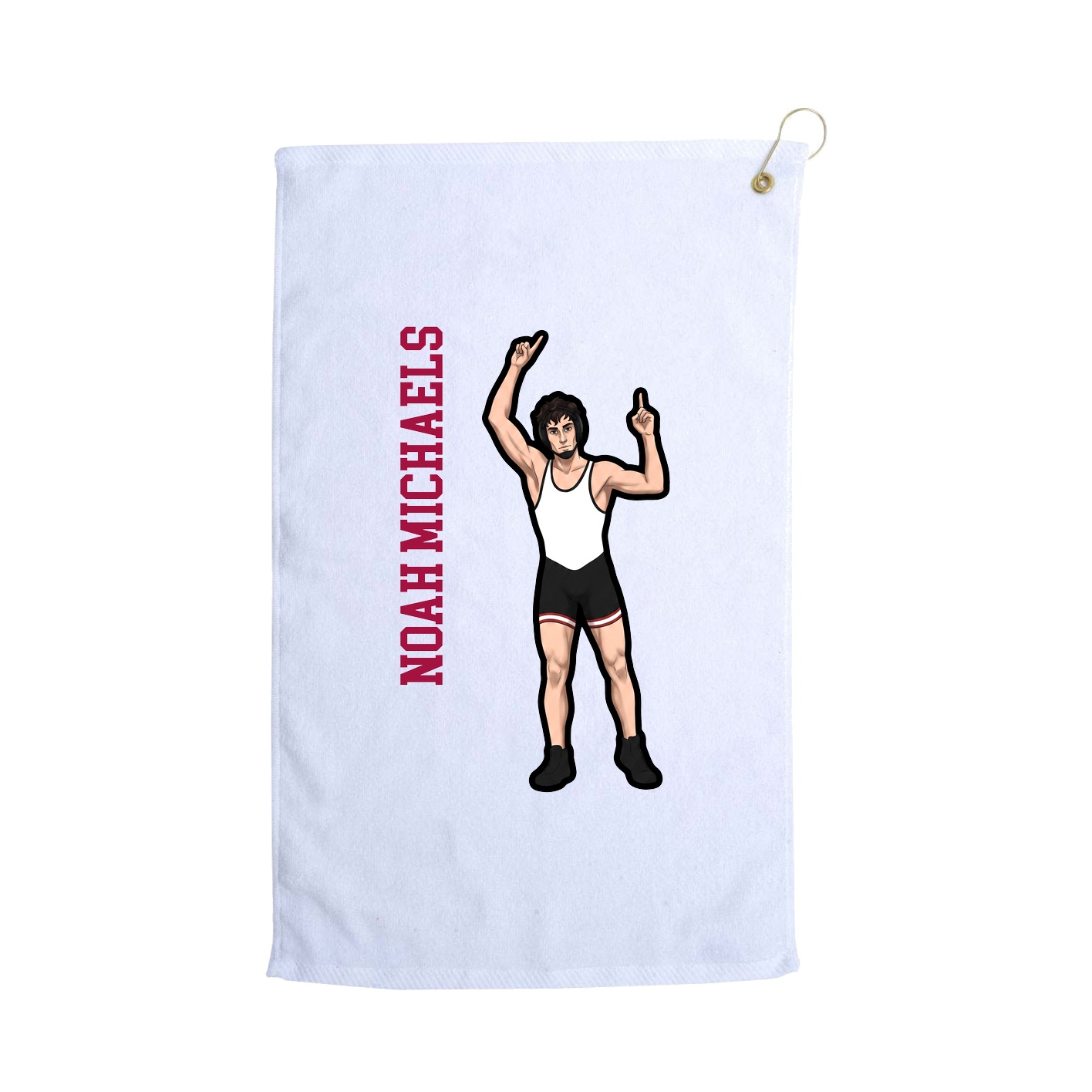 Golf Towel — Name Vertical in White