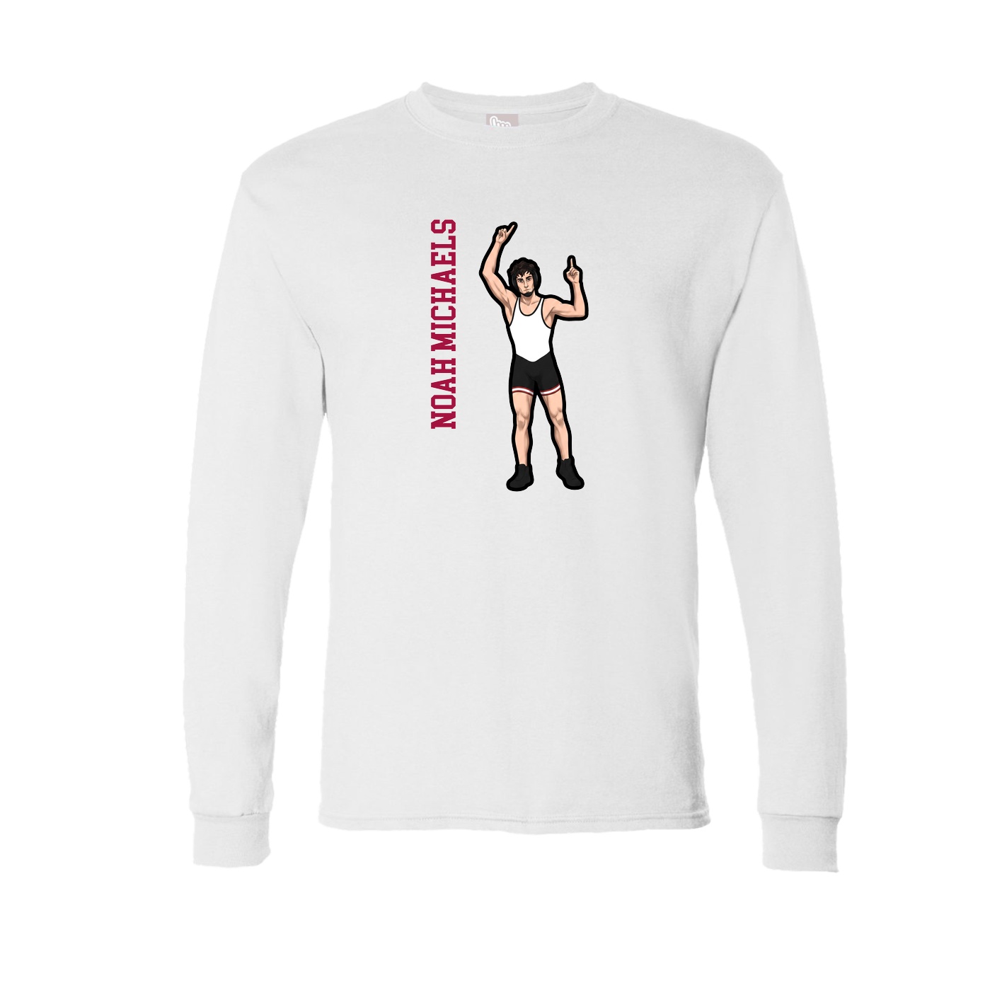 Long Sleeve Tee — Name Vertical in White