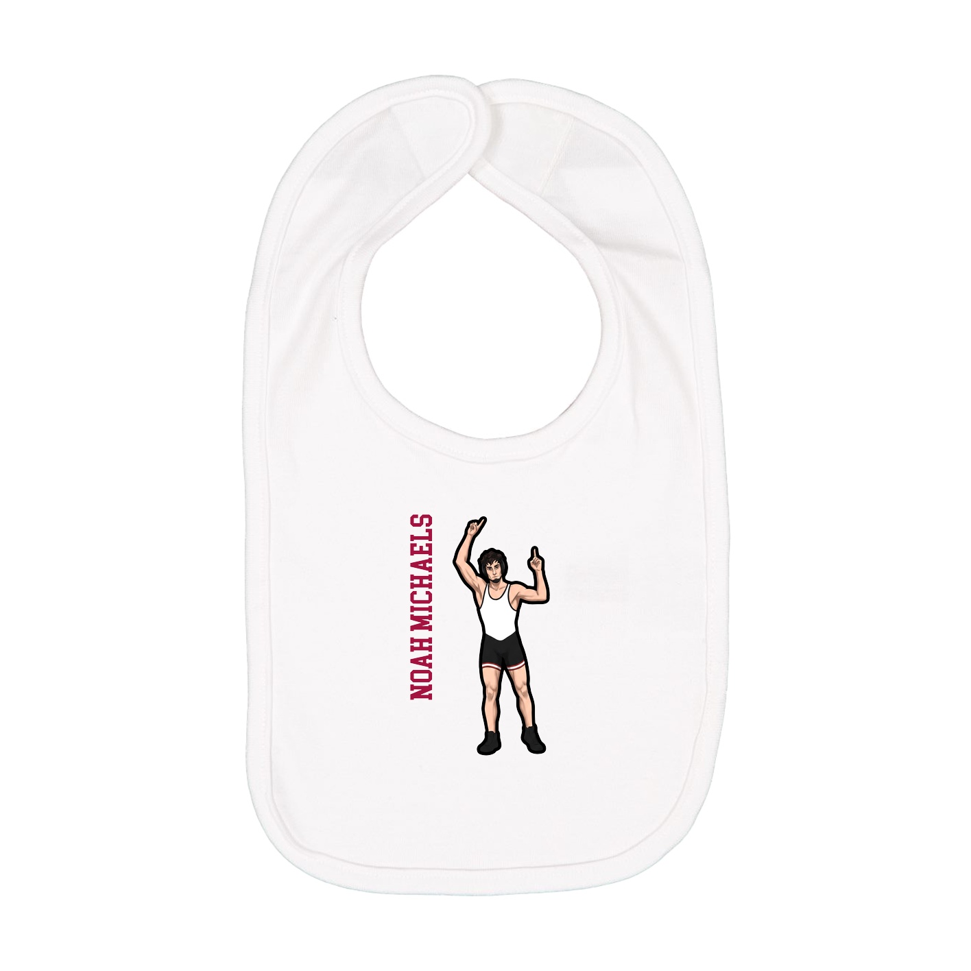 Infant Bib — Name Vertical in White