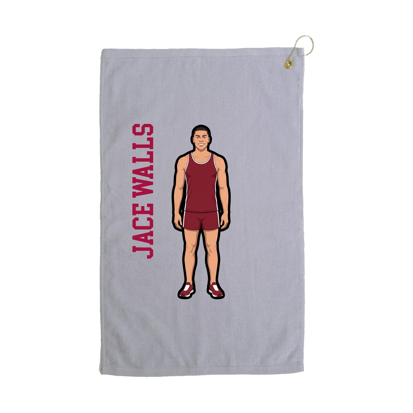 Golf Towel — Name Vertical in Grey