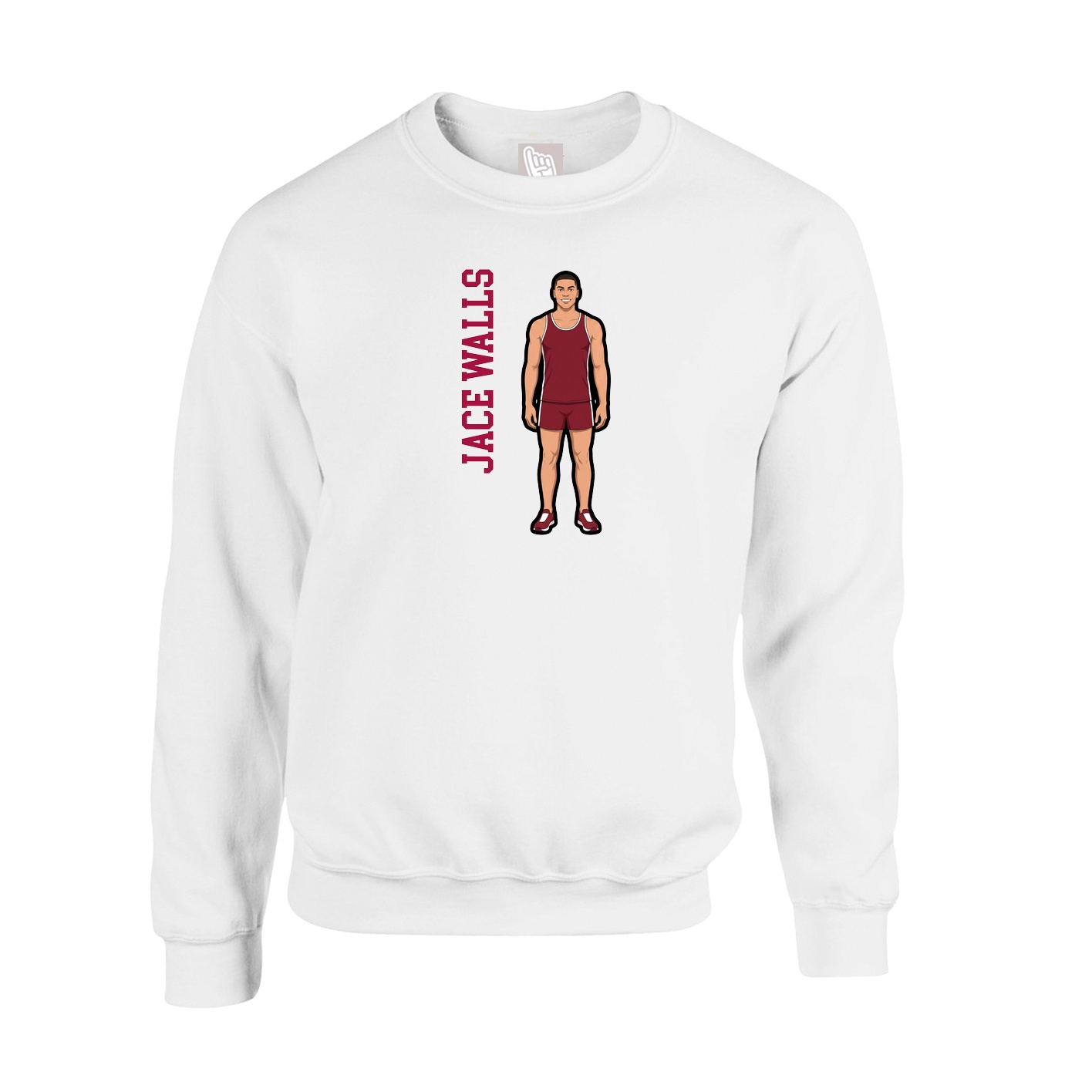 Fleece Crew — Name Vertical in White