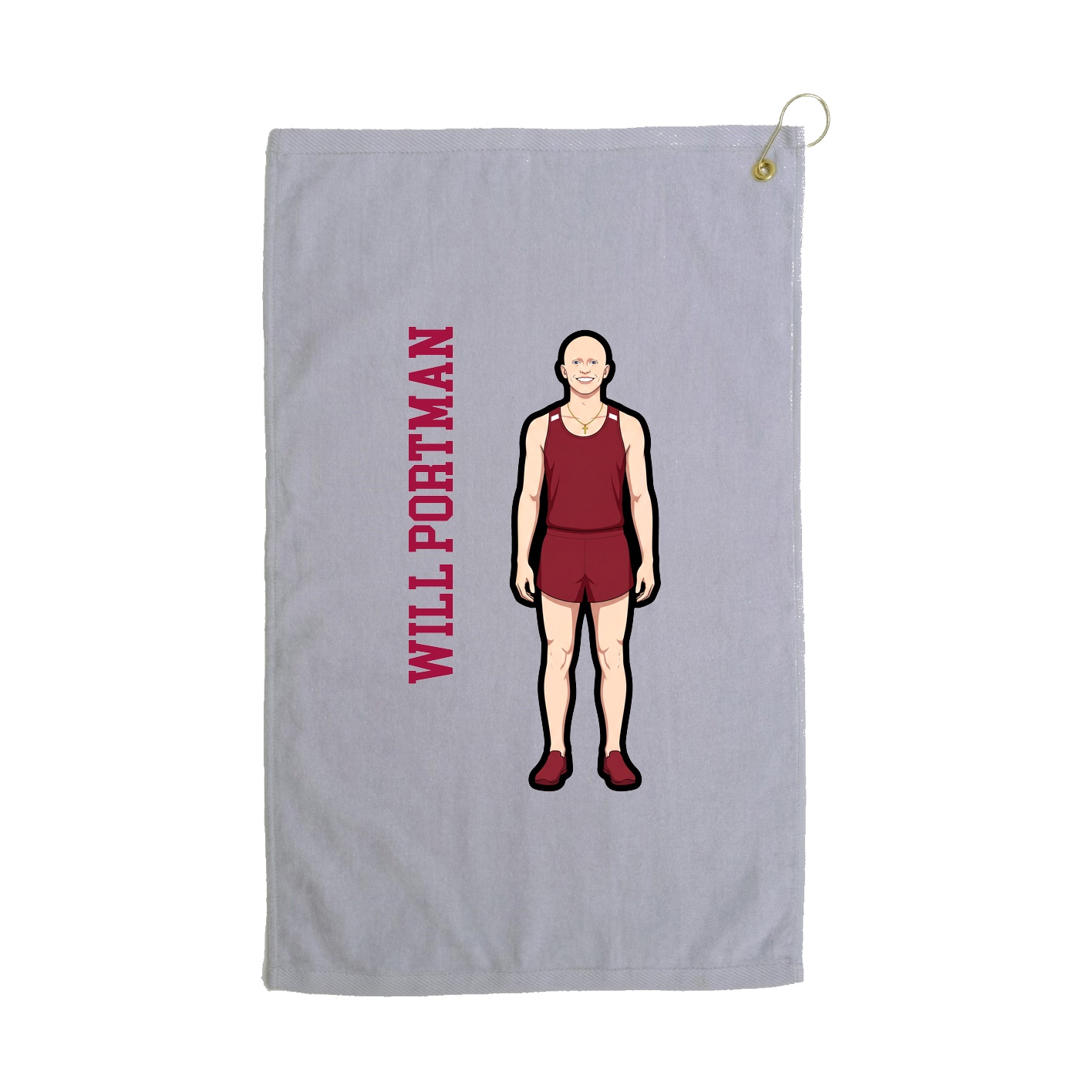 Golf Towel — Name Vertical in Grey