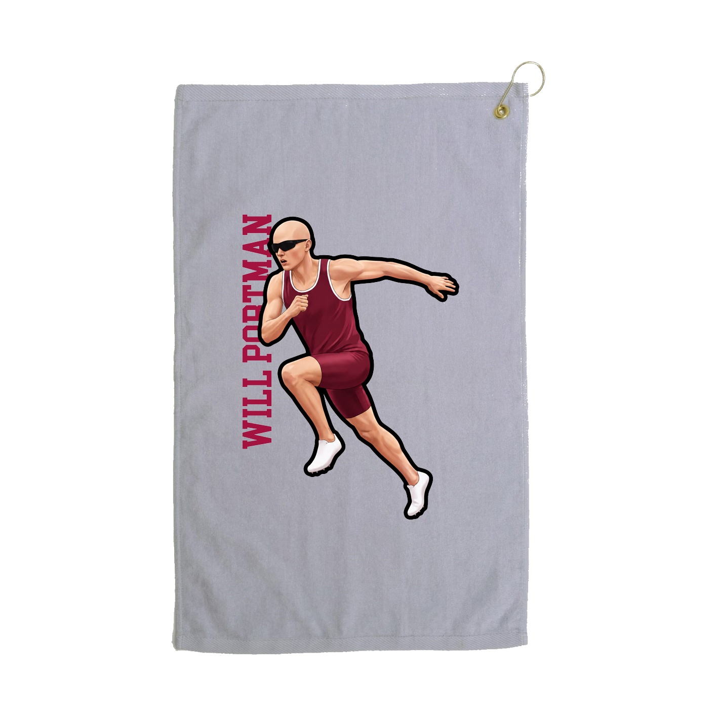 Golf Towel — Name Vertical in Grey