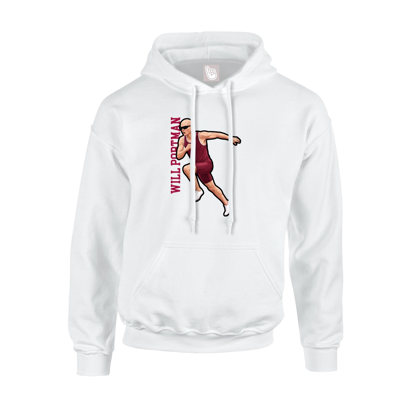 Youth Hoodie — Name Vertical in White