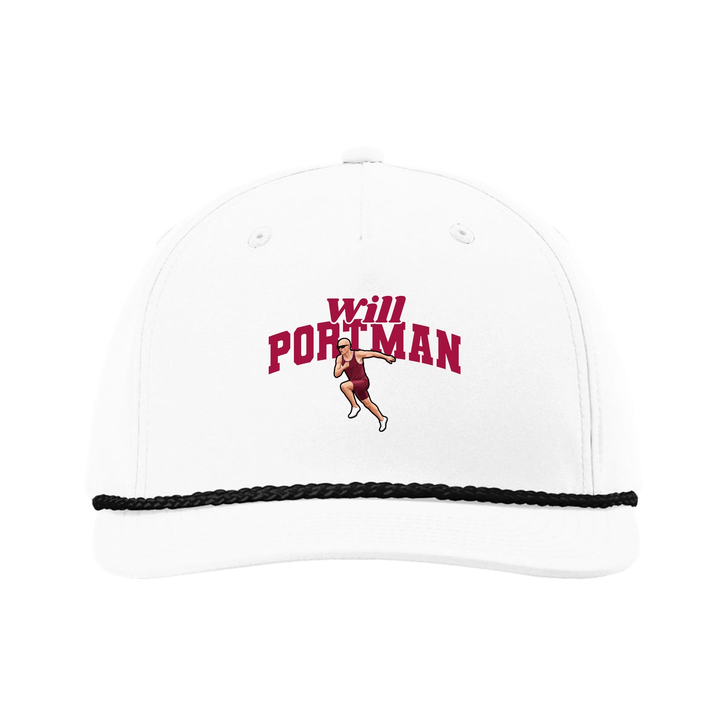 Five-Panel Classic Rope Cap — Signature Arch in White