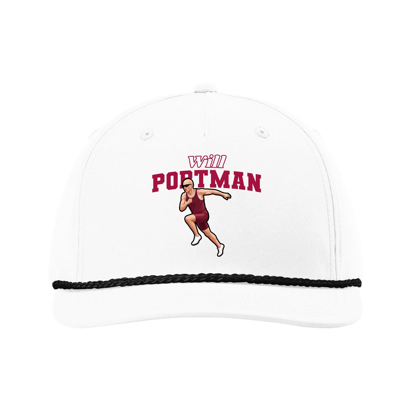 Five-Panel Classic Rope Cap — Name Arch in White