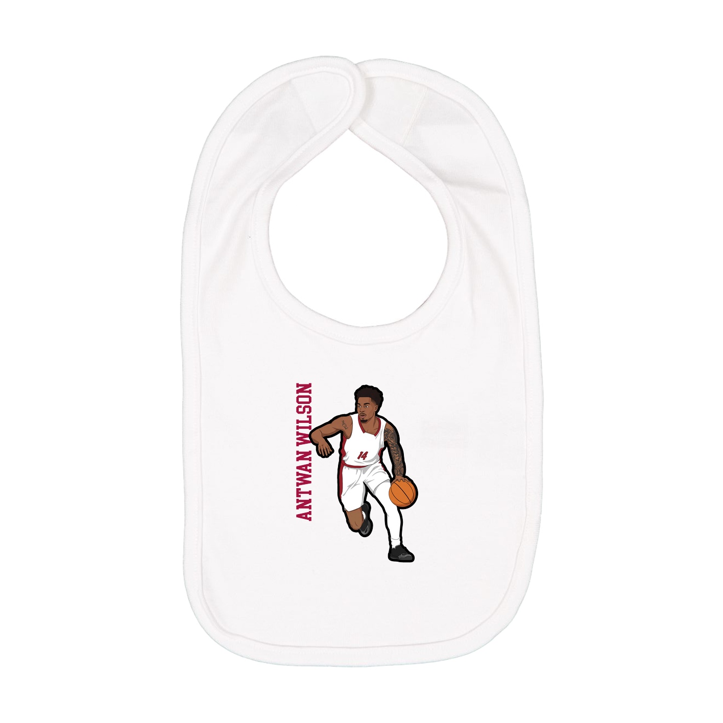 Infant Bib — Name Vertical in White