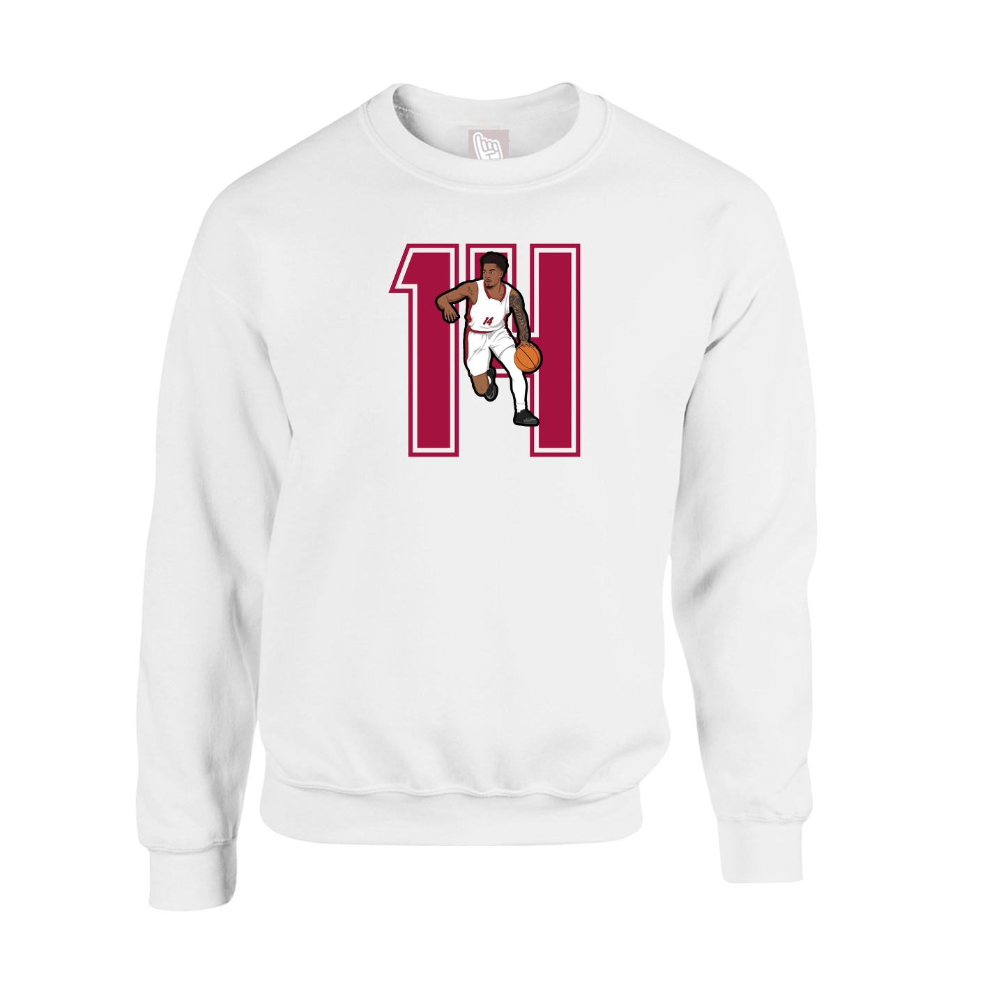 Fleece Crew — Number in White
