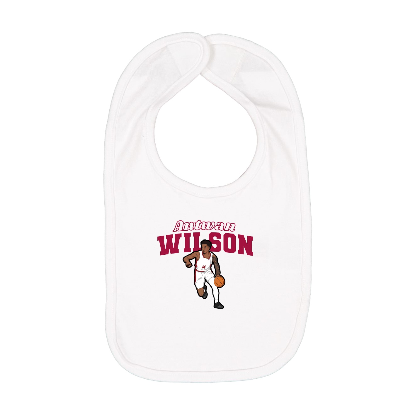 Infant Bib — Name Arch in White