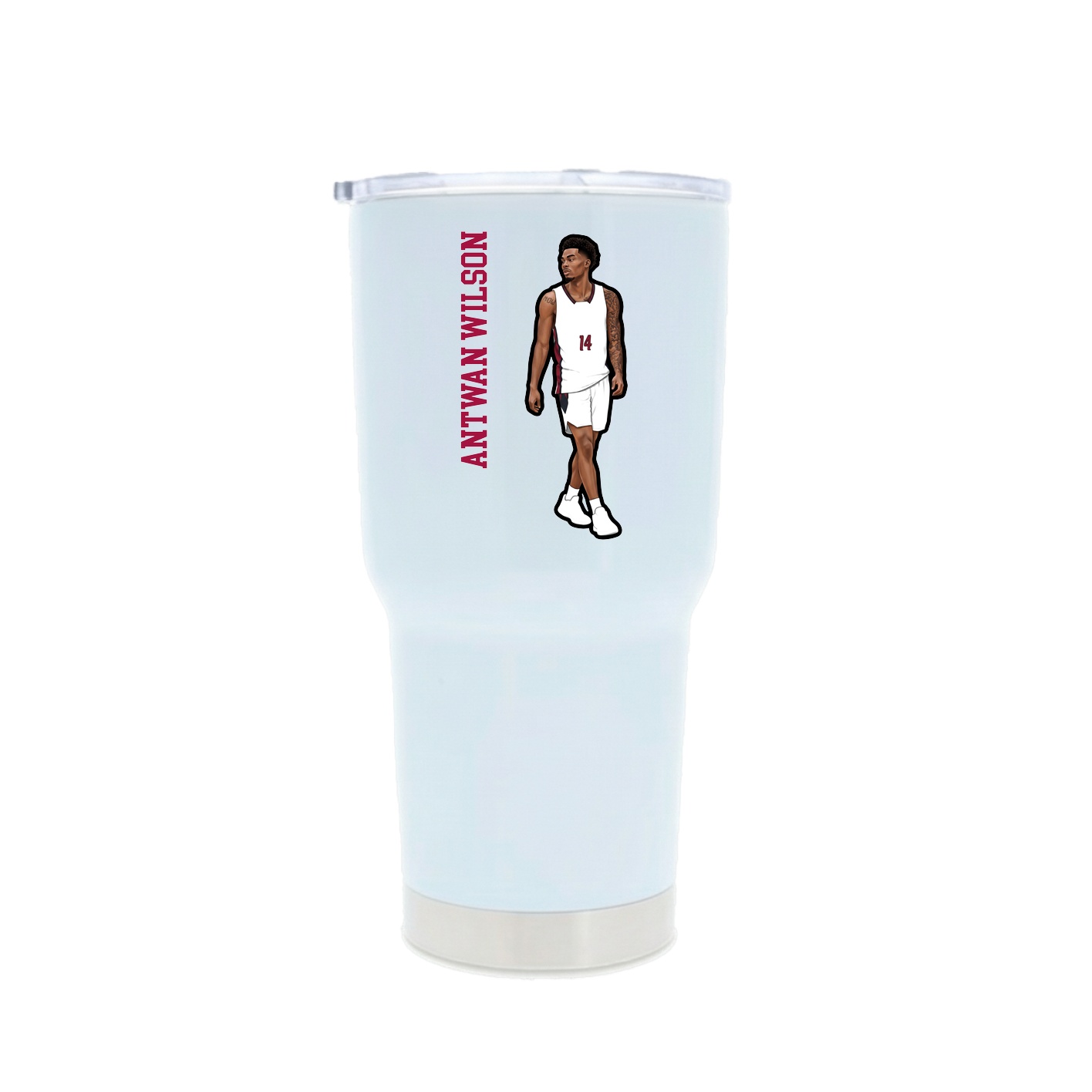 30oz Stainless Steel Tumbler — Name Vertical in White