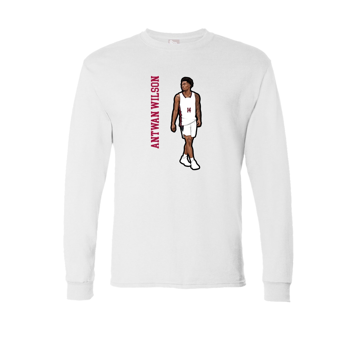 Long Sleeve Tee — Name Vertical in White