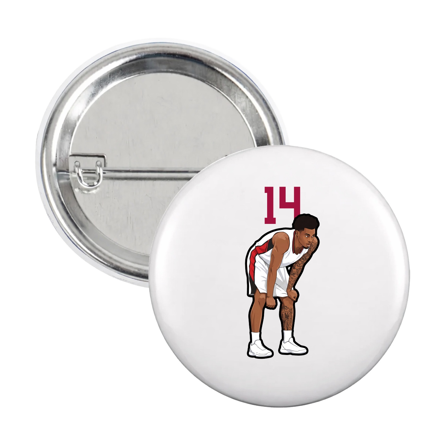 Game Day Button — Number Top in White