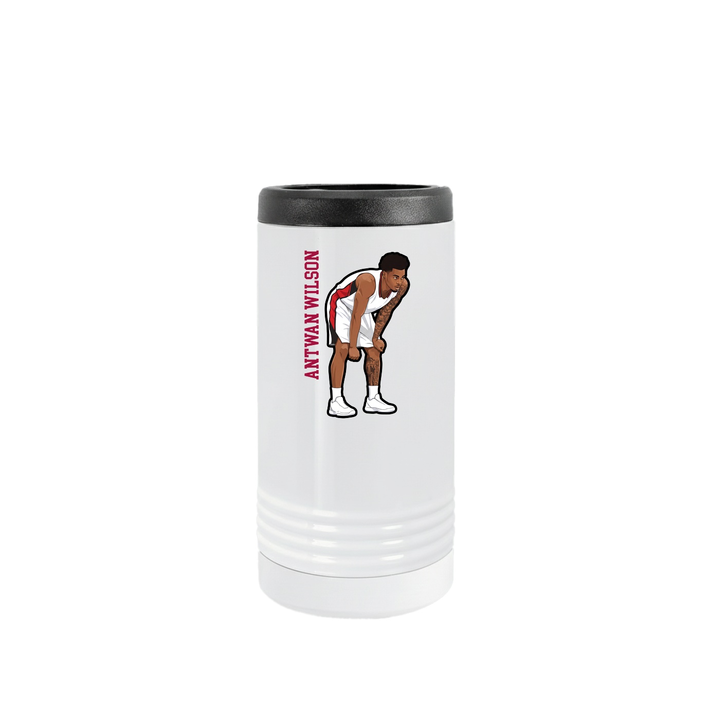 Slim Beverage Holder — Name Vertical in White