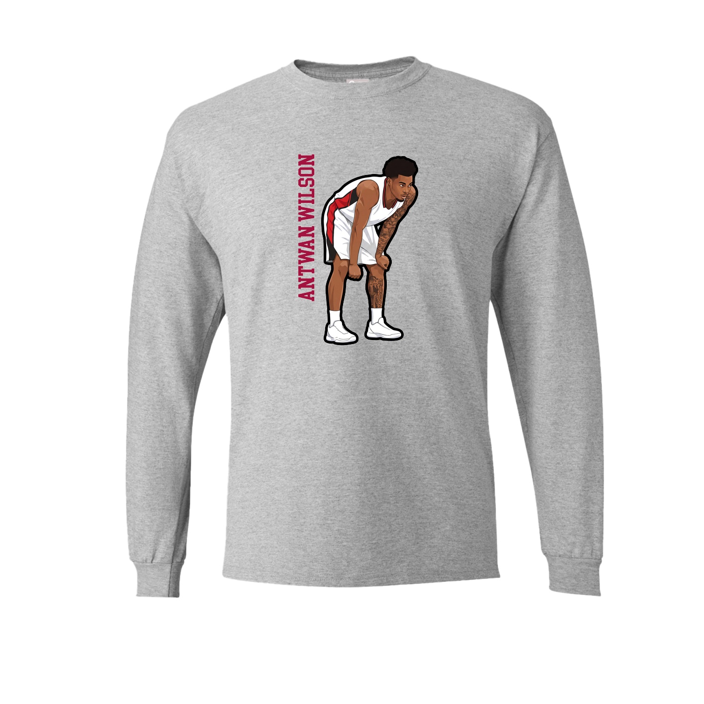 Long Sleeve Tee — Name Vertical in Grey