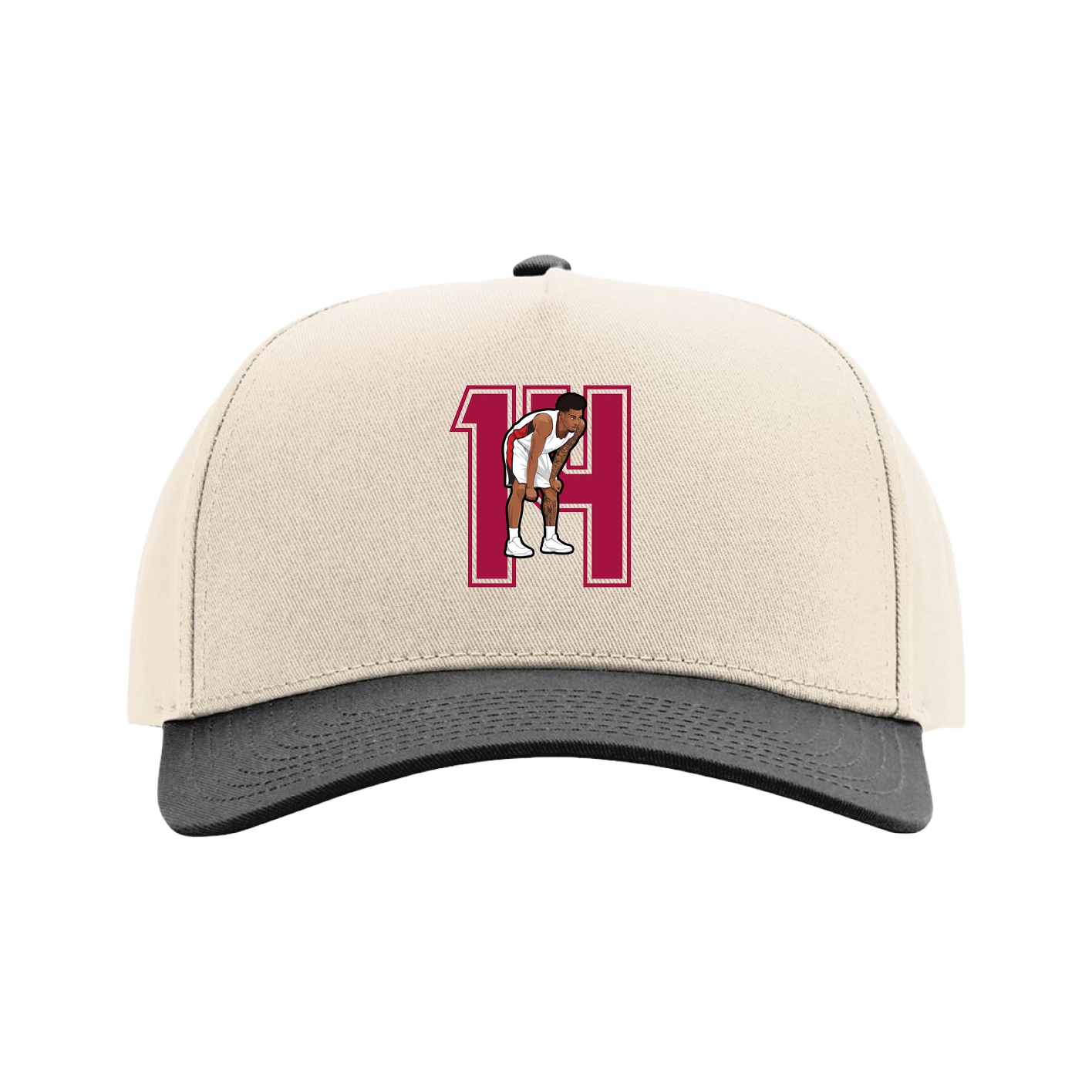 Full Fabric Five-Panel Champ Cap — Number in Cream/Black