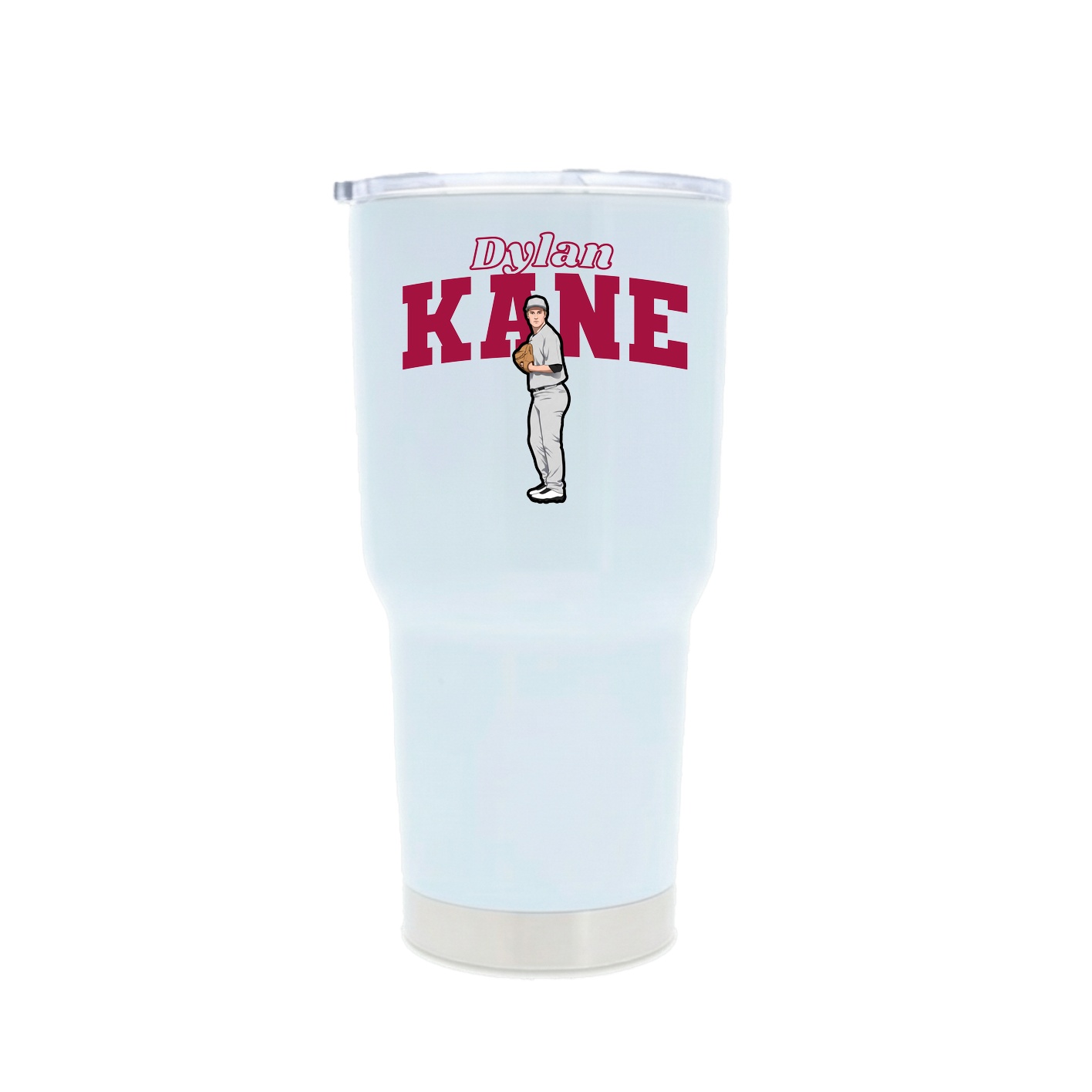 30oz Stainless Steel Tumbler — Name Arch in White