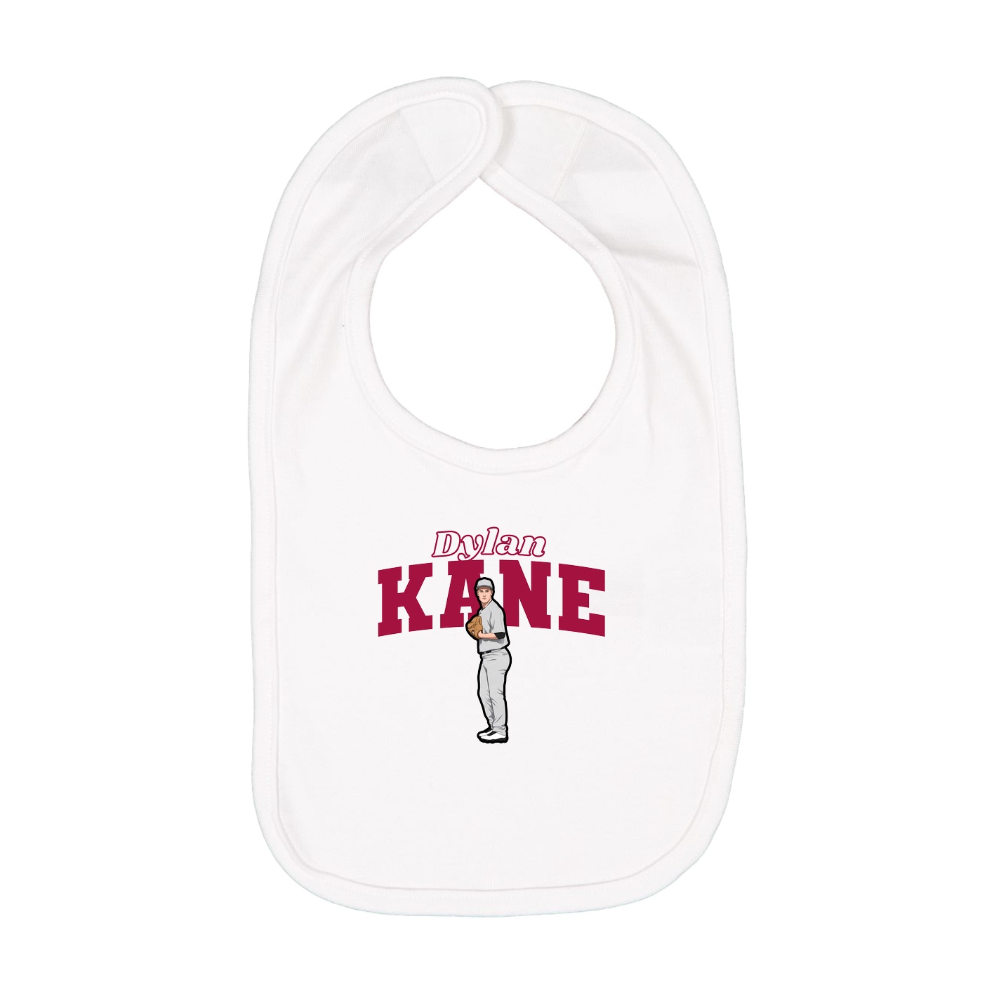 Infant Bib — Name Arch in White