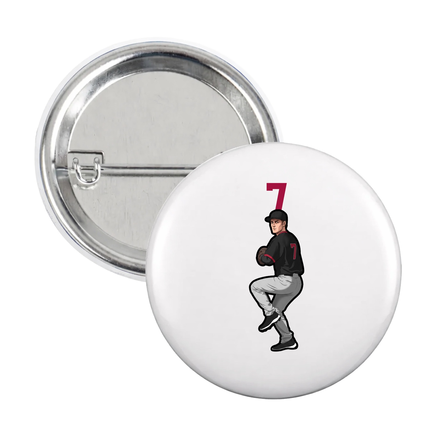 Game Day Button — Number Top in White