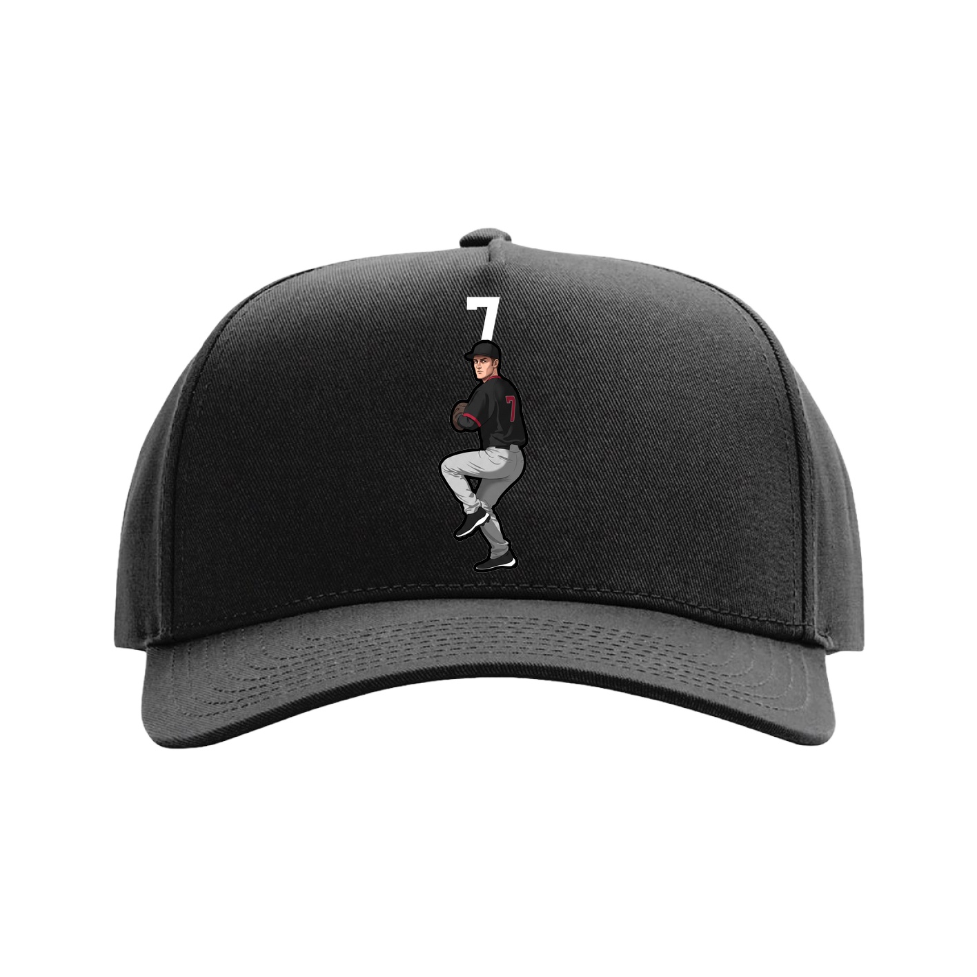 Full Fabric Five-Panel Champ Cap — Number Top in Black