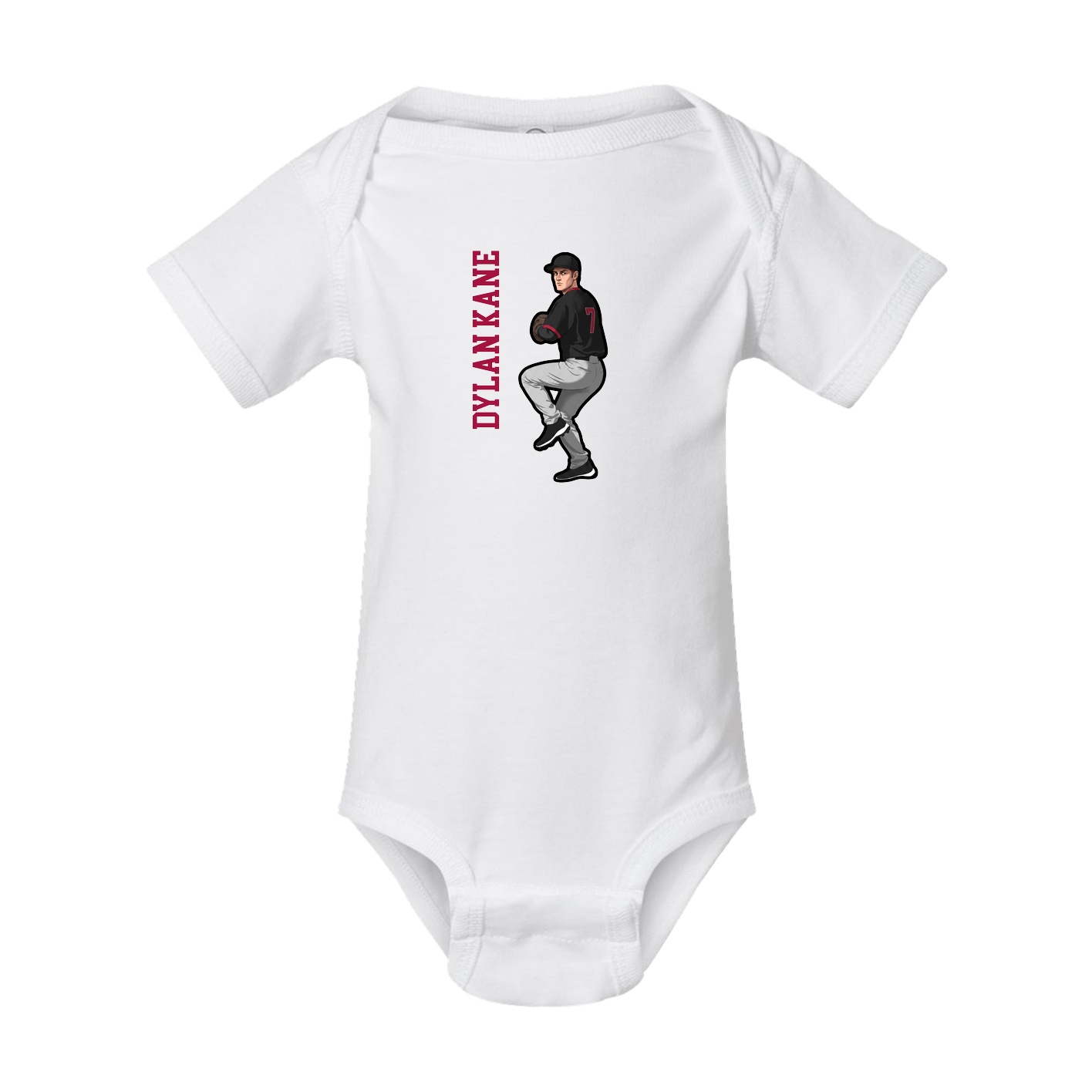 Baby Onesie — Name Vertical in White