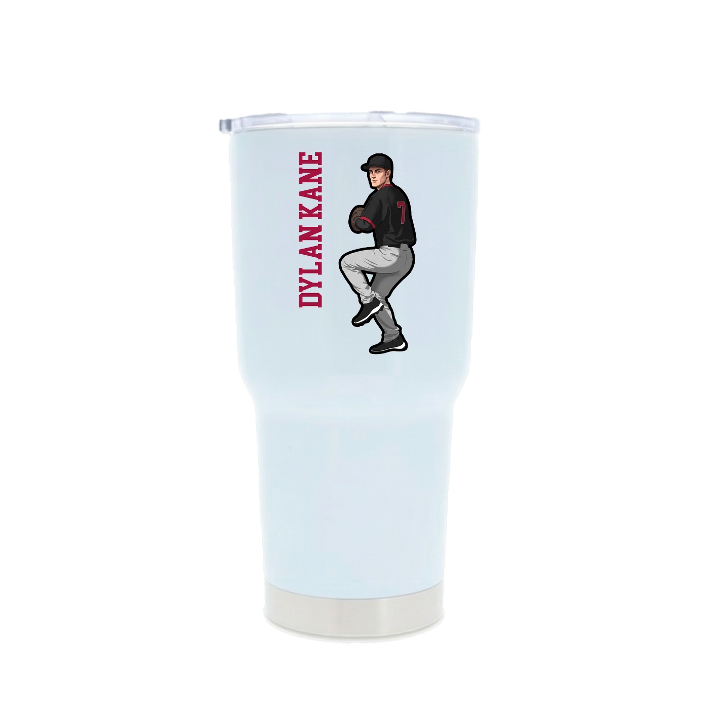30oz Stainless Steel Tumbler — Name Vertical in White